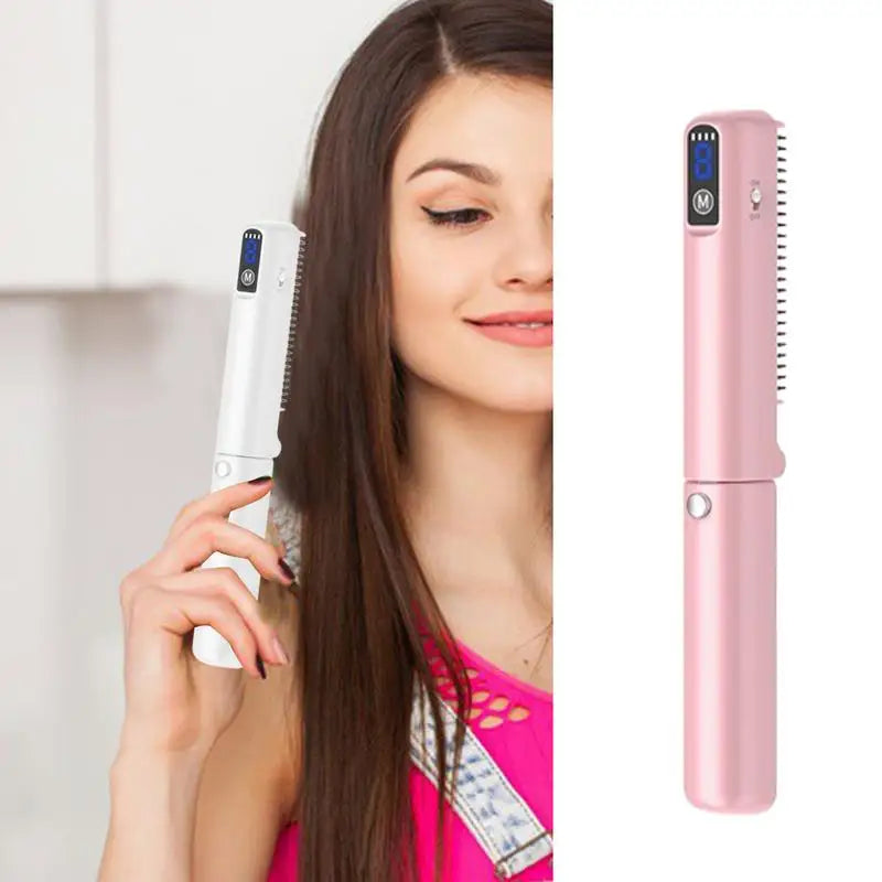 Hair Brush Straightener Rechargeable Hair Straightener Comb Portable