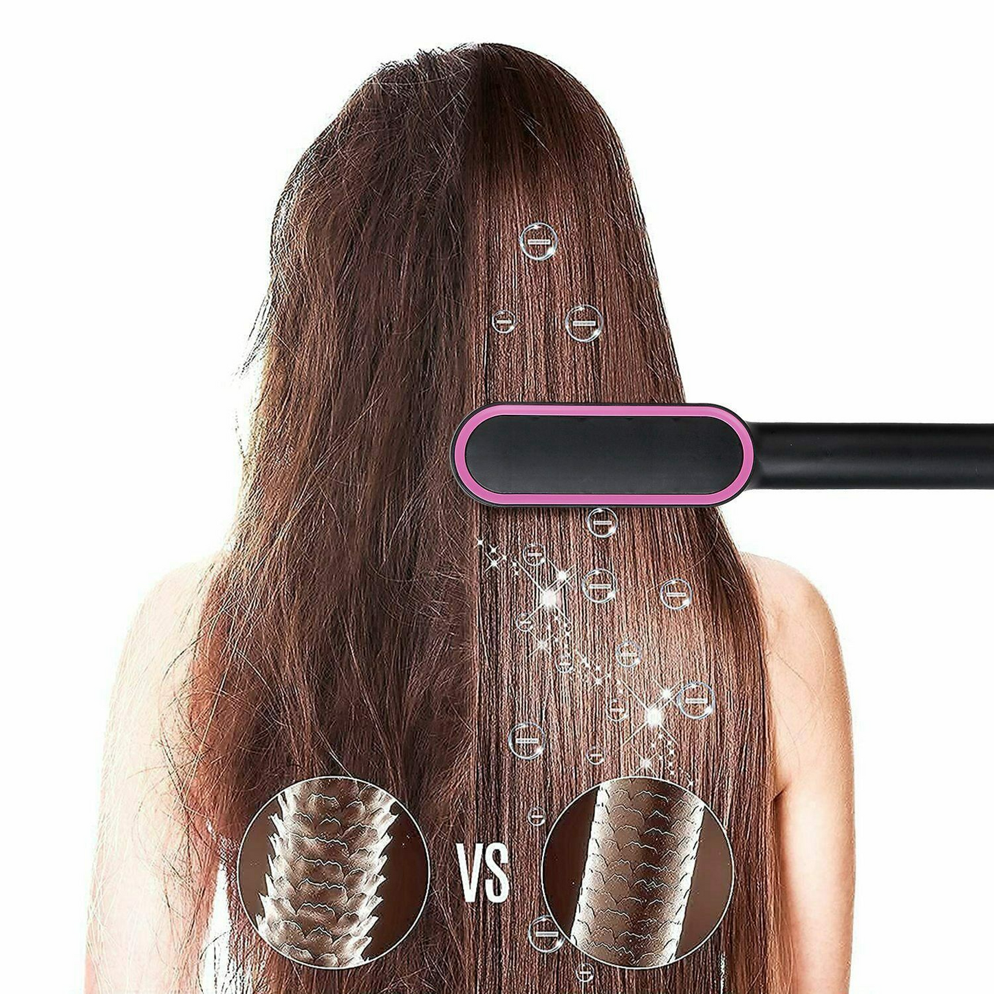 2-in-1 Electric Hair Straightener Brush Hot Comb Adjustment Heat